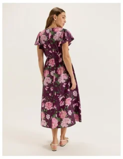 Review Camellia Midi Dress in Plum