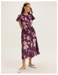 Review Camellia Midi Dress in Plum
