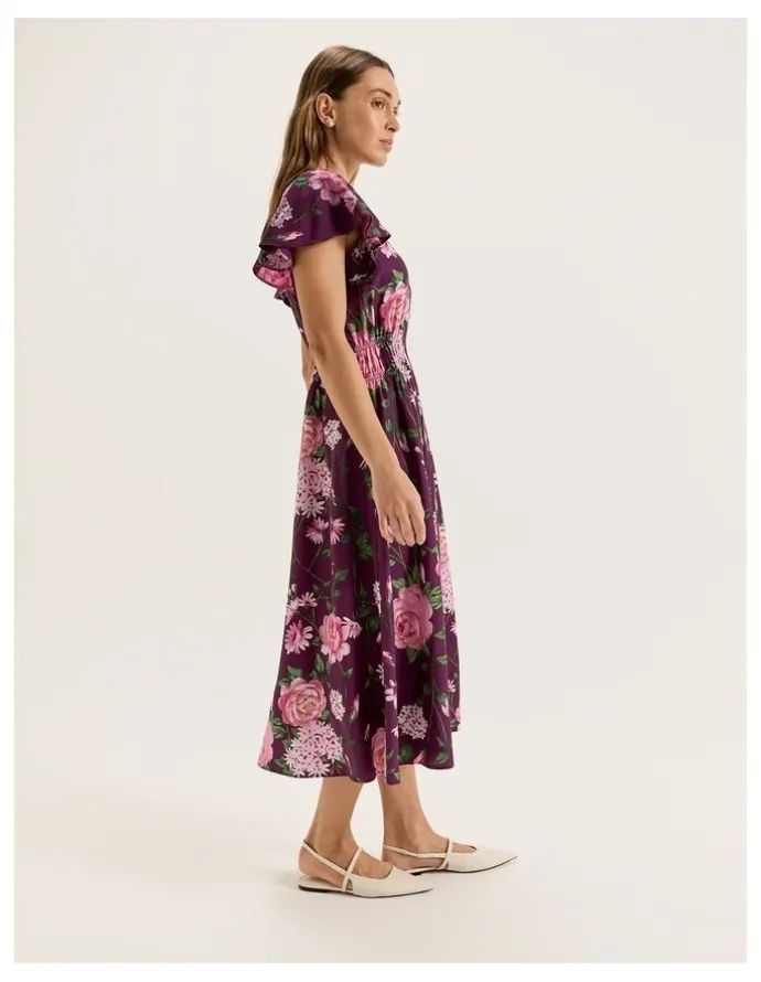 Review Camellia Midi Dress in Plum