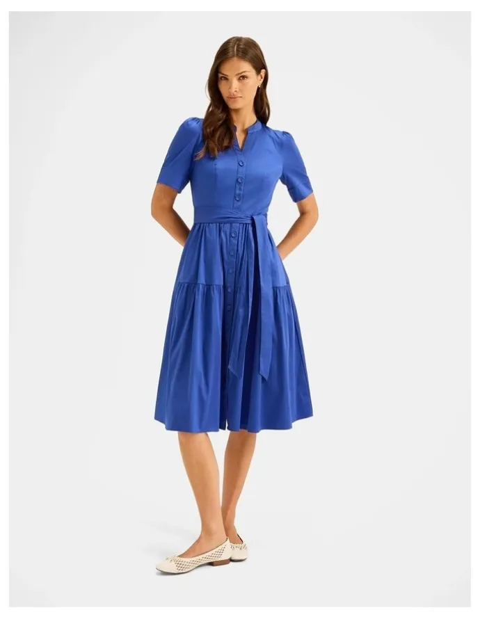 Review Daniella Shirt Dress in Klein Blue