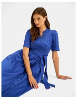 Review Daniella Shirt Dress in Klein Blue