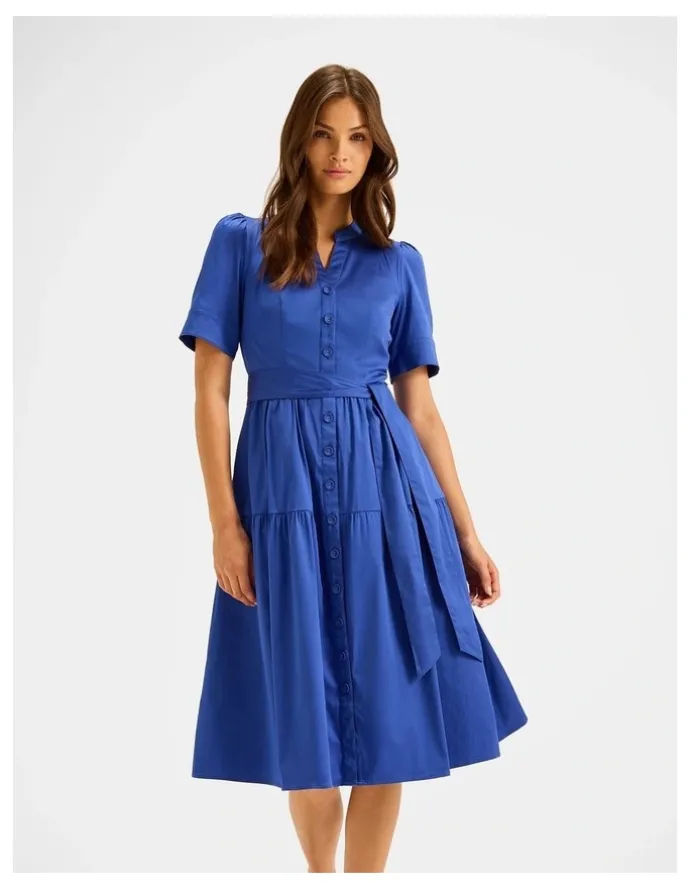 Review Daniella Shirt Dress in Klein Blue