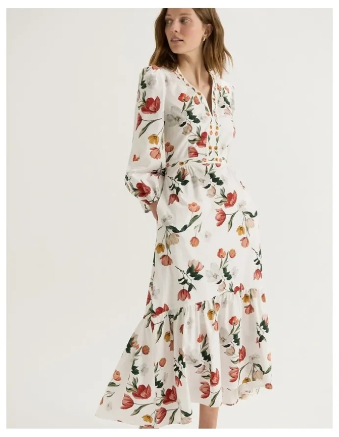 Review Gardenia Maxi Dress in Ivory