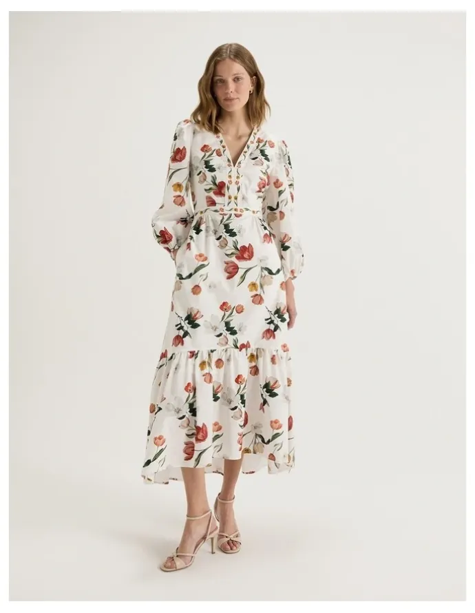 Review Gardenia Maxi Dress in Ivory