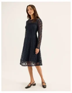 Review Lacie Long Sleeve Dress in Ink