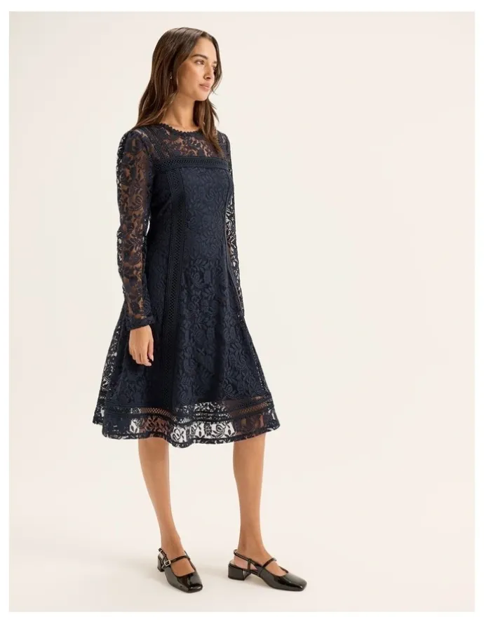 Review Lacie Long Sleeve Dress in Ink