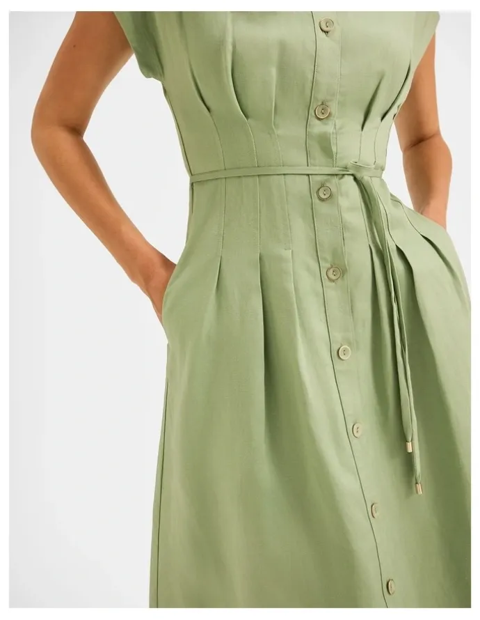 Review Marine Shirt Dress in Spring Green