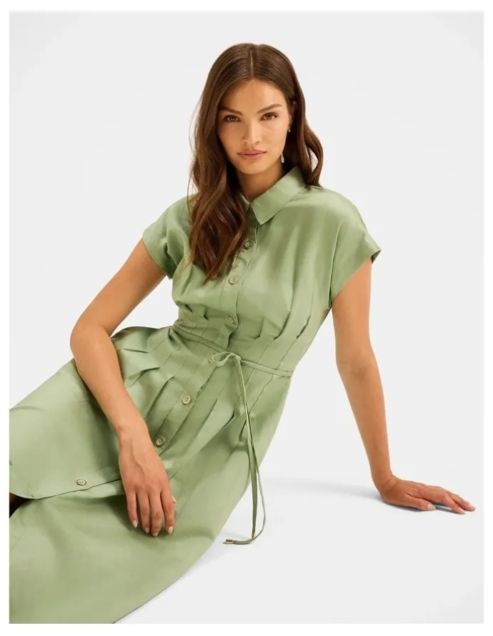 Review Marine Shirt Dress in Spring Green