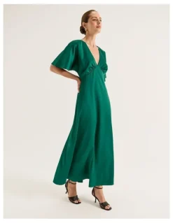 Review Montreal Sleeved Dress in Emerald