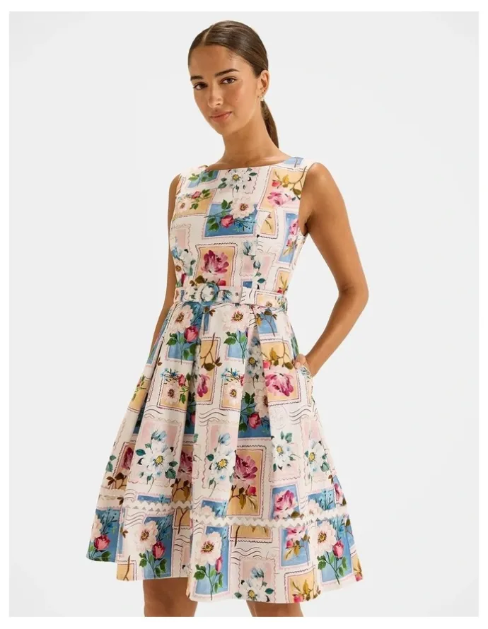 Review Postcards Pleated Dress in Ivory