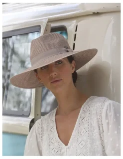 Rigon Fiona Wide Brim Fedora Hat In Sandstone