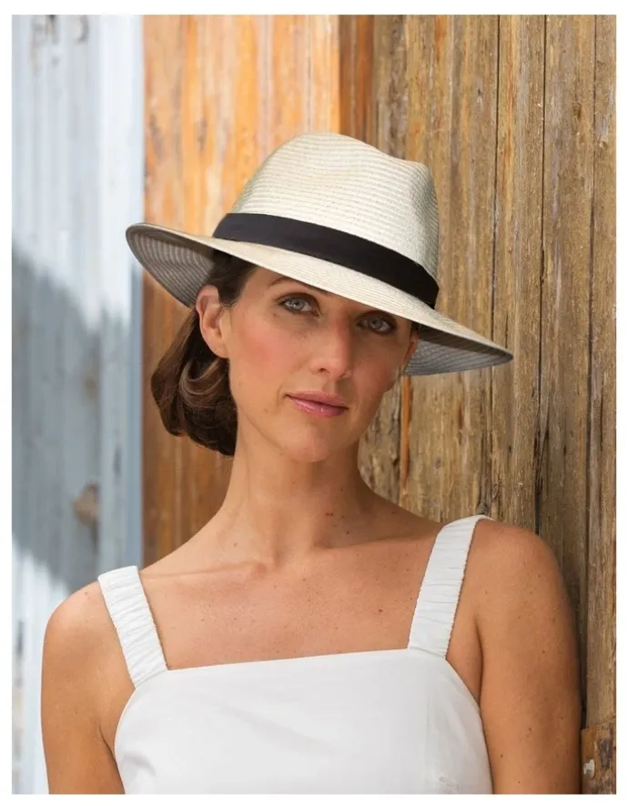 Rigon Pana Mate Flexibraid Fedora Hat in Ivory