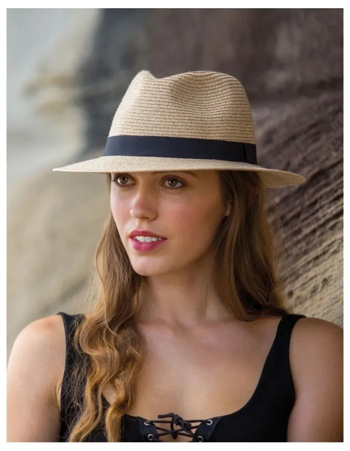 Rigon Pana Mate Flexibraid Fedora Hat in Natural
