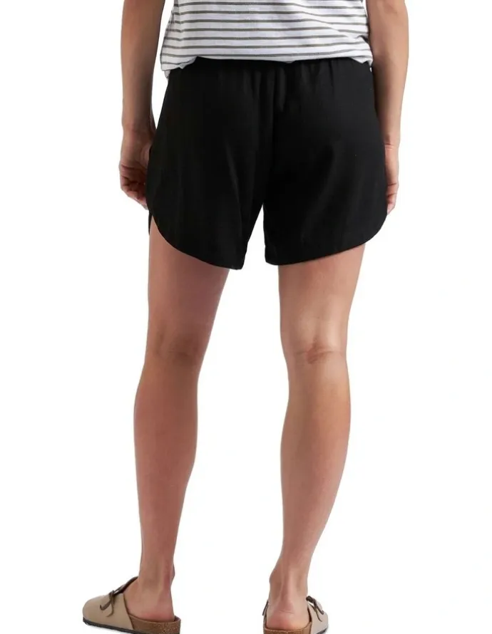 Ripe Byron Shirred Linen Short in Black