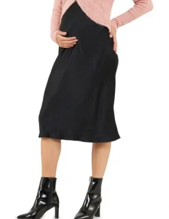 Ripe Crystal Satin Skirt in Black