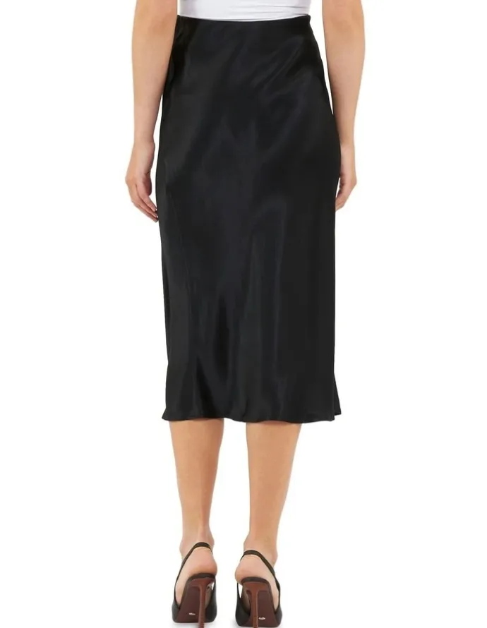 Ripe Crystal Satin Skirt in Black