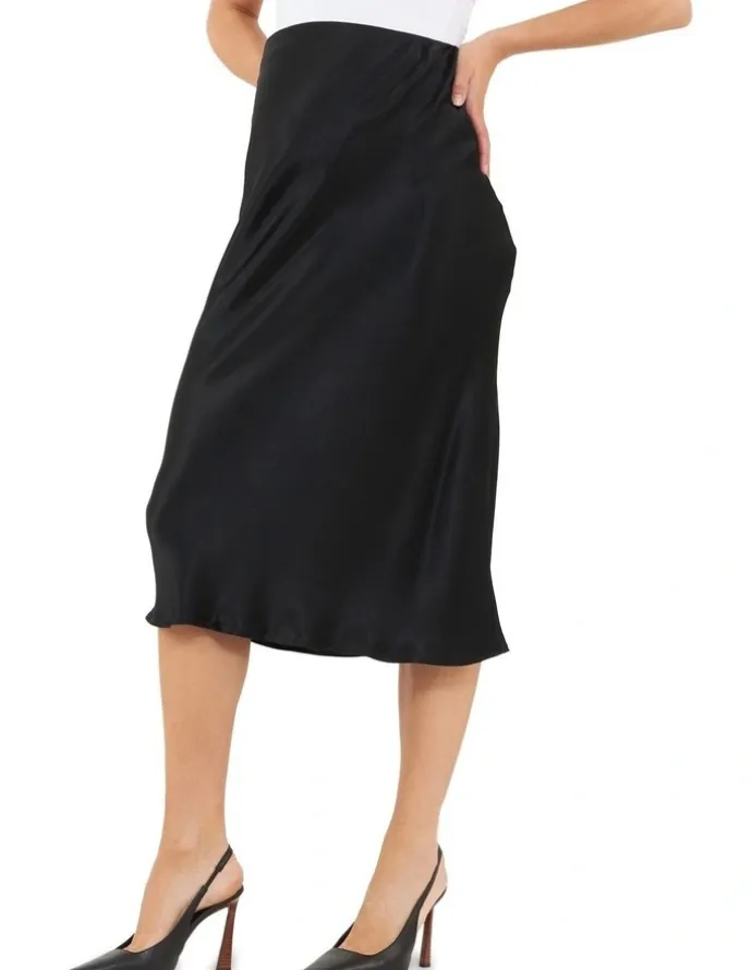 Ripe Crystal Satin Skirt in Black