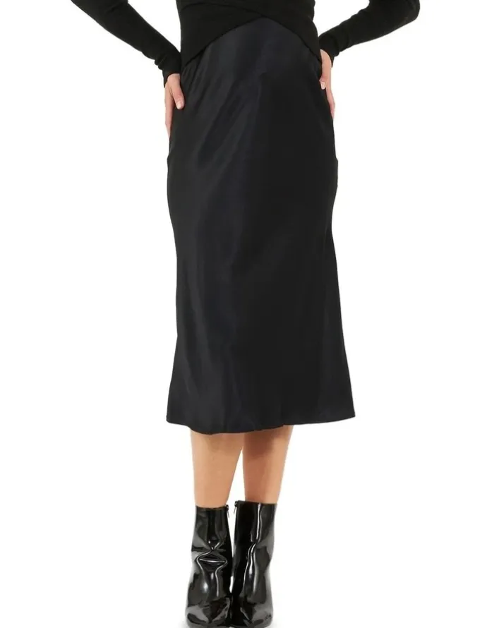 Ripe Crystal Satin Skirt in Black