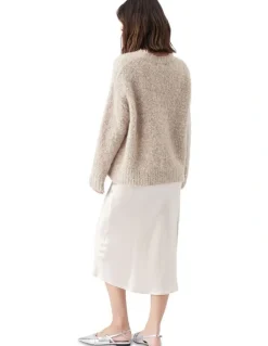 Ripe Crystal Satin Skirt in Oyster