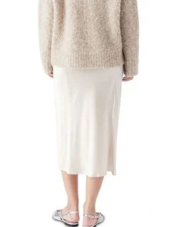 Ripe Crystal Satin Skirt in Oyster