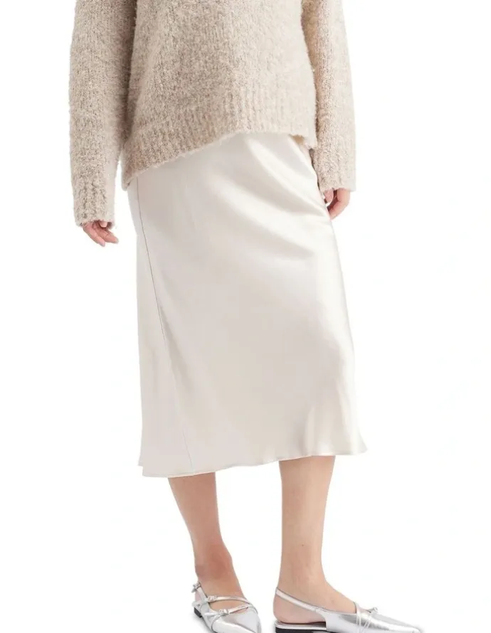 Ripe Crystal Satin Skirt in Oyster