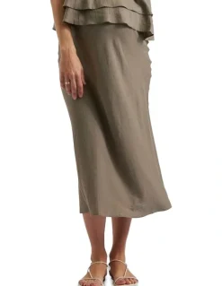Ripe Debbie Linen Skirt in Olive