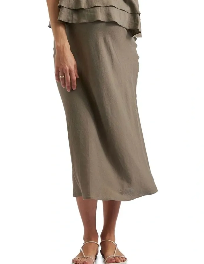 Ripe Debbie Linen Skirt in Olive
