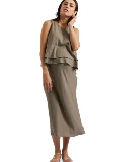 Ripe Debbie Linen Skirt in Olive