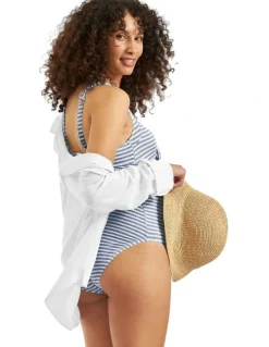 Ripe Dune Stripe One Piece in Washed Indigo/White