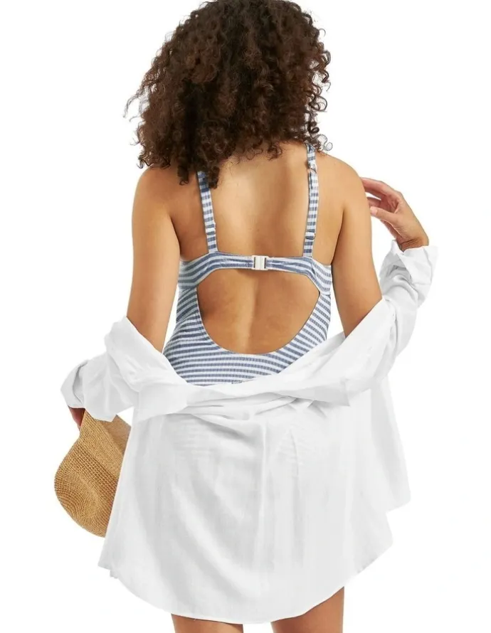 Ripe Dune Stripe One Piece in Washed Indigo/White