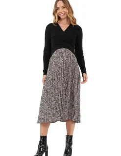 Ripe Florence Pleat Skirt in Black/Pink