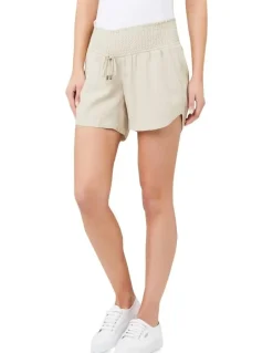 Ripe Indi Shirred Linen Short in Natural