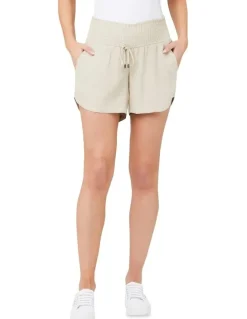 Ripe Indi Shirred Linen Short in Natural
