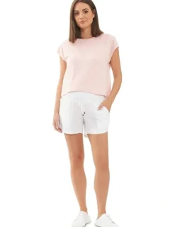 Ripe Indi Shirred Linen Short in White