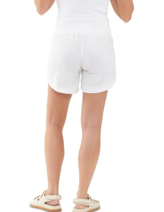 Ripe Indi Shirred Linen Short in White