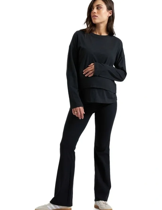 Ripe Organic Jersey Flare Pant in Black
