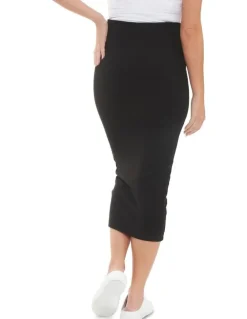 Ripe Ribbed Knit Pencil Skirt in Black