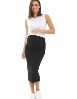 Ripe Ribbed Knit Pencil Skirt in Black