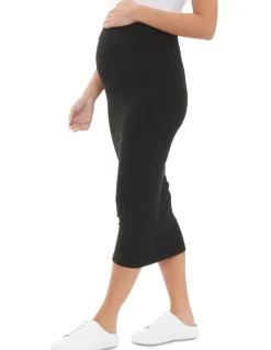 Ripe Ribbed Knit Pencil Skirt in Black