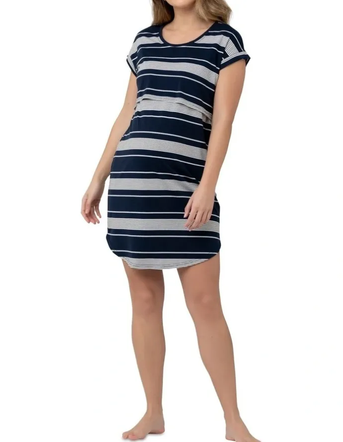 Ripe Stevie Nursing Lounge Dress in Navy/White/Black