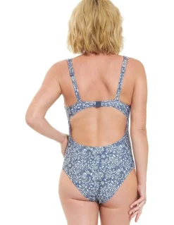 Ripe Stormi Tie Front One Piece in Indigo/White