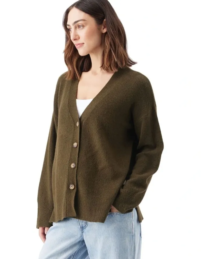 Ripe Tully Knit Cardigan in Khaki