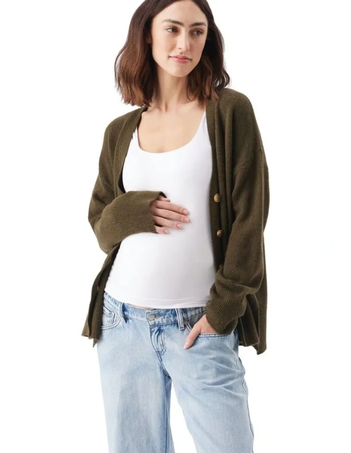 Ripe Tully Knit Cardigan in Khaki