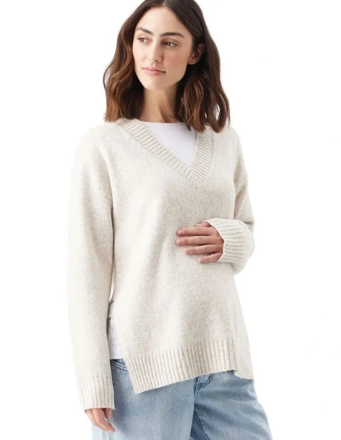 Ripe Vera Nursing Knit in Oat Marle