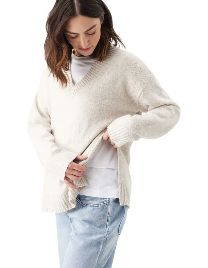 Ripe Vera Nursing Knit in Oat Marle