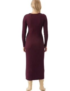 Ripe Eden Knit Nursing Dress in Maroon