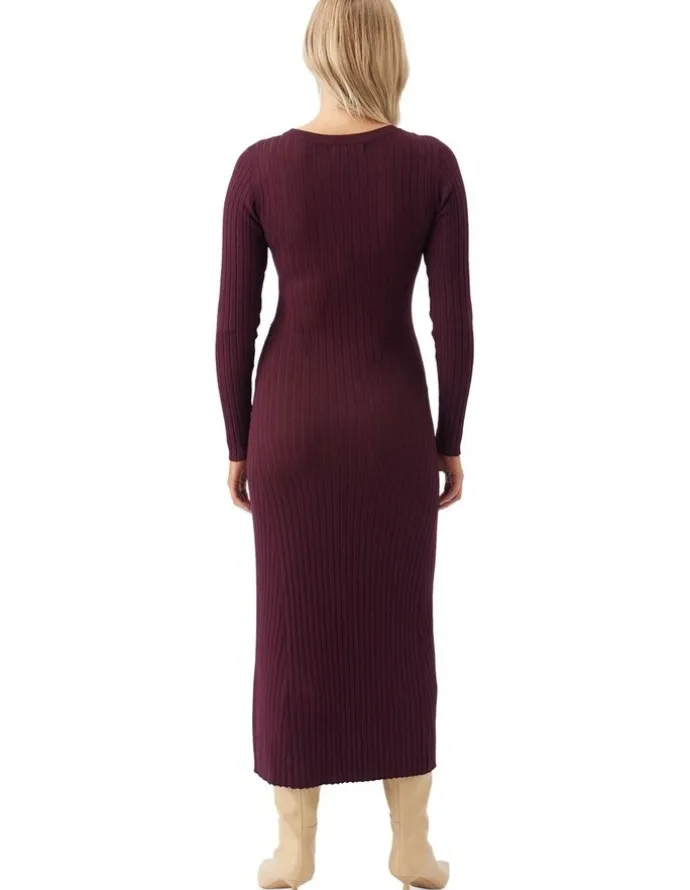 Ripe Eden Knit Nursing Dress in Maroon