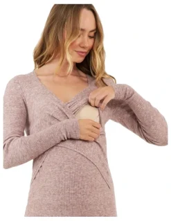Ripe Heidi Nursing Knit Dress in Pink Marle