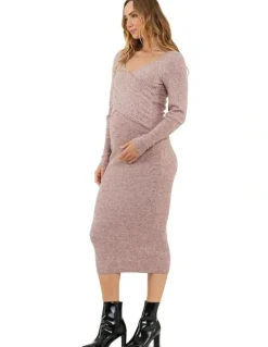 Ripe Heidi Nursing Knit Dress in Pink Marle