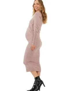 Ripe Heidi Nursing Knit Dress in Pink Marle